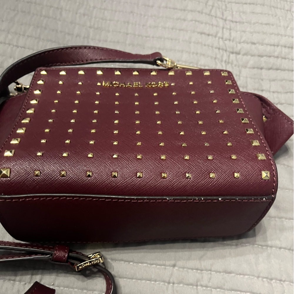 Michael Kors Selma stud burgundy crossbody
